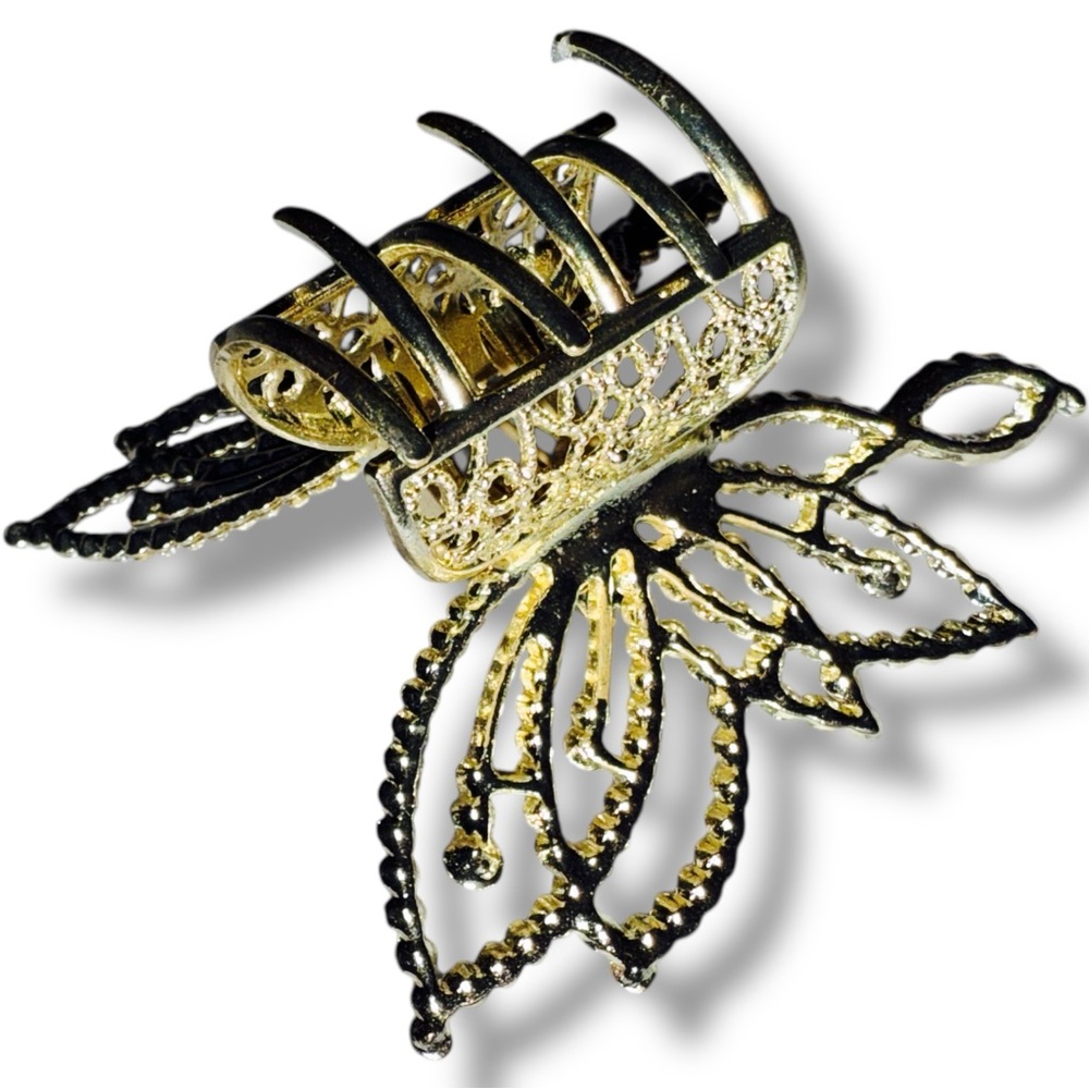 NWT Gold Butterfly Hair Clip with Rhinestone Accents - Picture 9 of 10